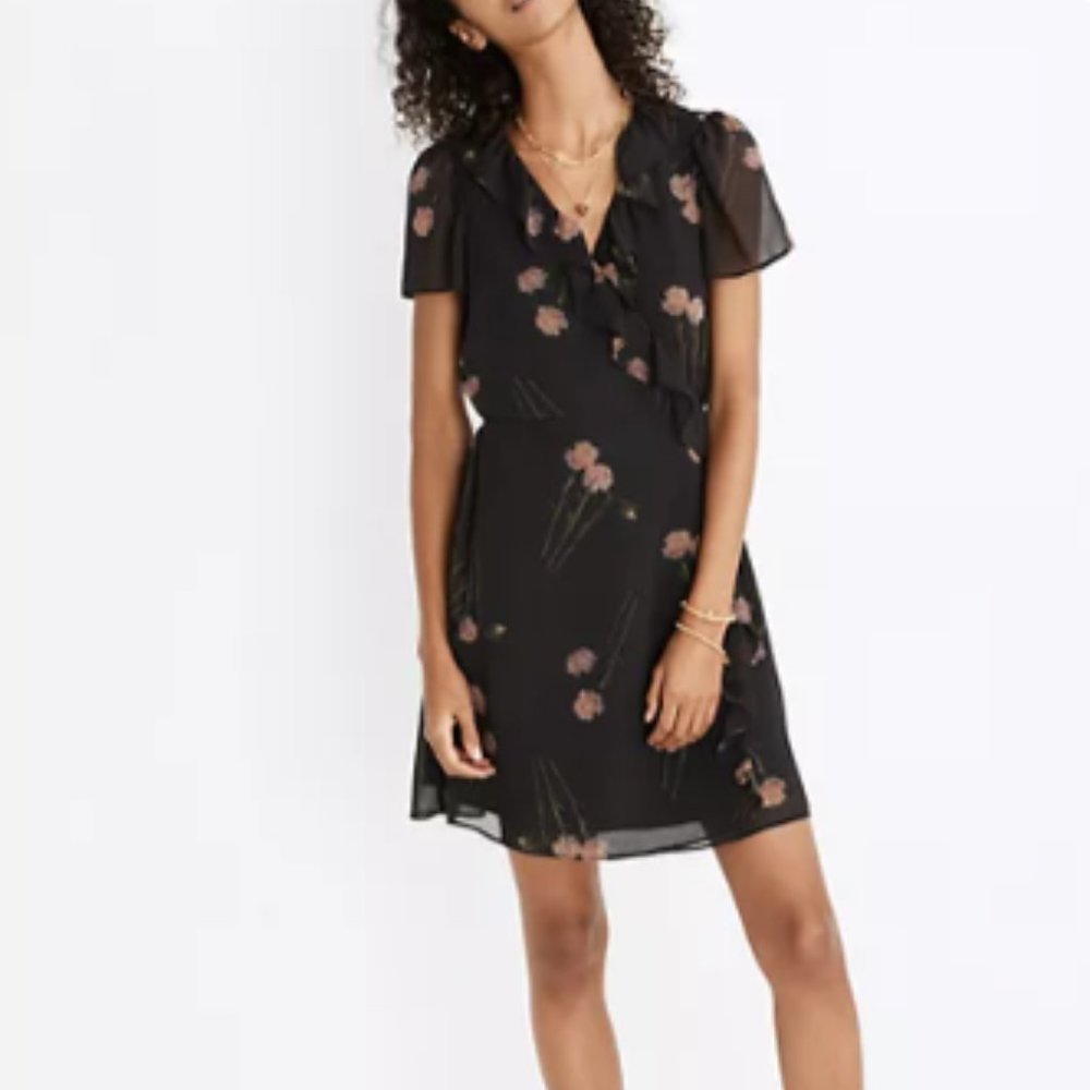 Madewell Georgette Ruffle-Wrap Mini Dress